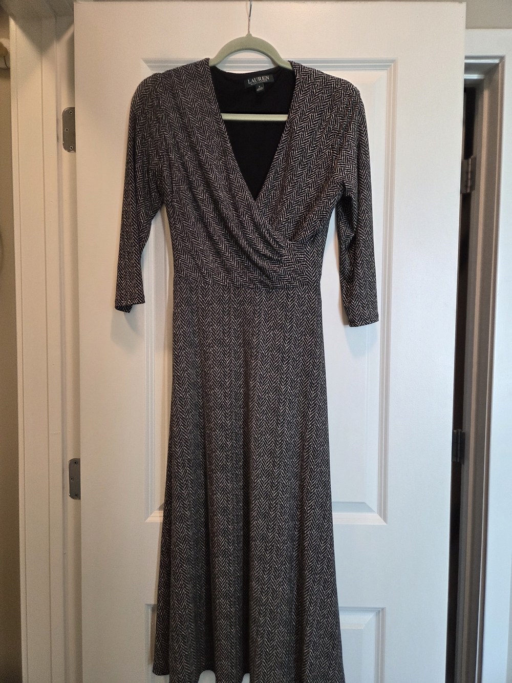 Lauren Ralph Lauren Herringbone Wrap Maxi Dress Size 6